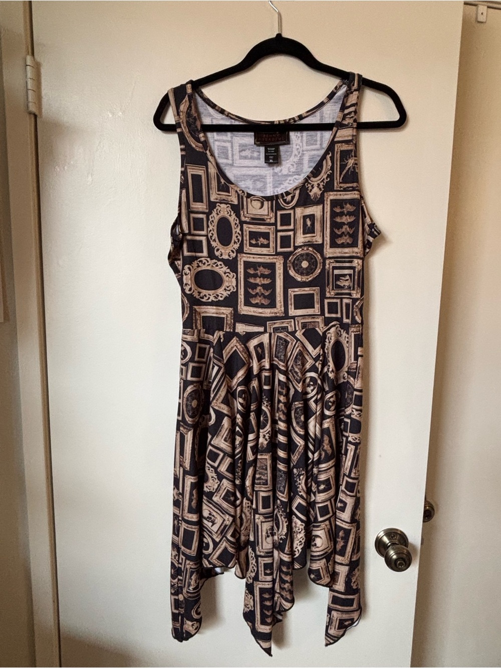 Penny Dreadful Black and Cream Printed Tank Dress, size XL